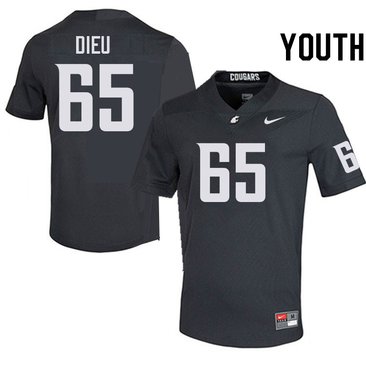 Youth #65 Brock Dieu Washington State Cougars College Football Jerseys Stitched-Charcoal